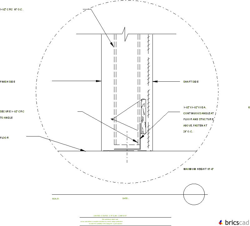 HOSP226 - 2 HOUR PLASTER SHAFTWALL. AIA CAD Details--zipped into WinZip format files for faster downloading.