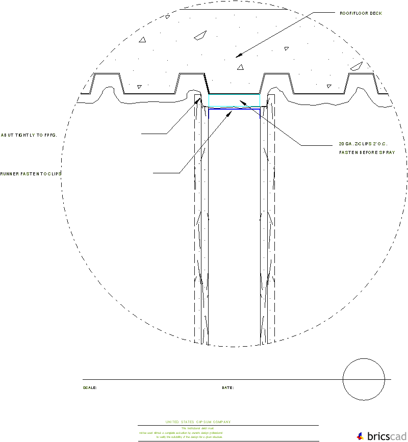 HOSP410 - TYPICAL RATED WALL (PARALLEL TO DECK). AIA CAD Details--zipped into WinZip format files for faster downloading.