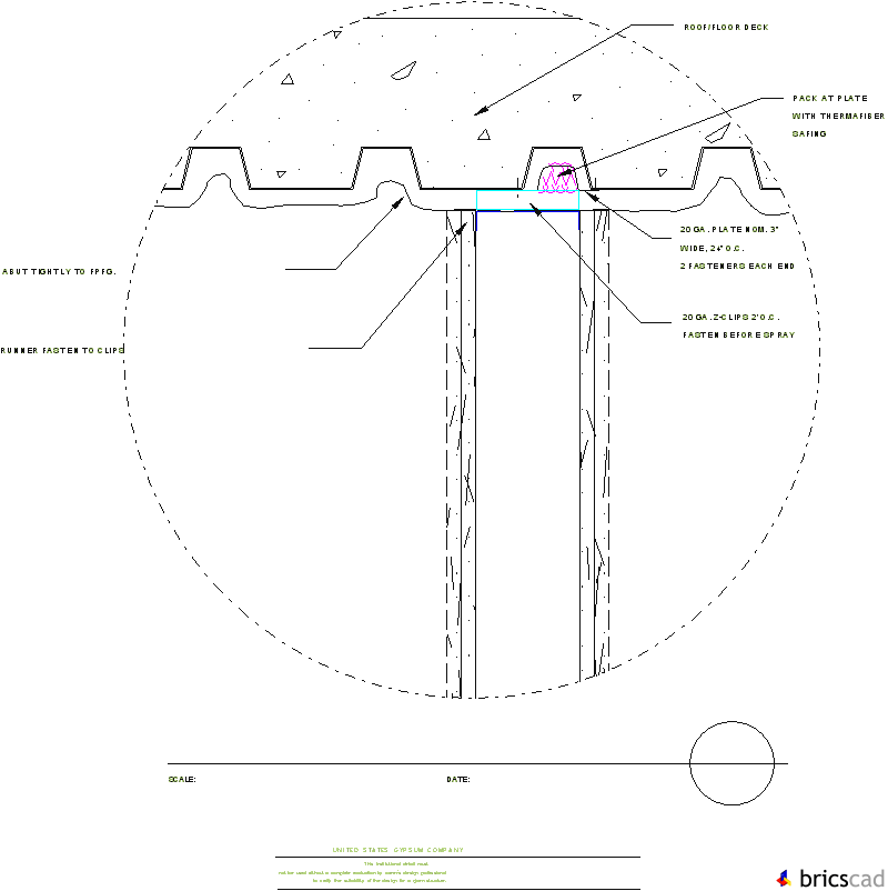 HOSP411 - TYPICAL RATED WALL (PARALLEL TO DECK). AIA CAD Details--zipped into WinZip format files for faster downloading.