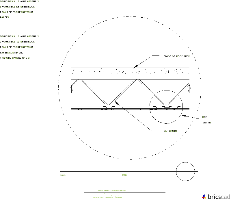 HOSP412 - RATED DRYWALL CEILINGS. AIA CAD Details--zipped into WinZip format files for faster downloading.