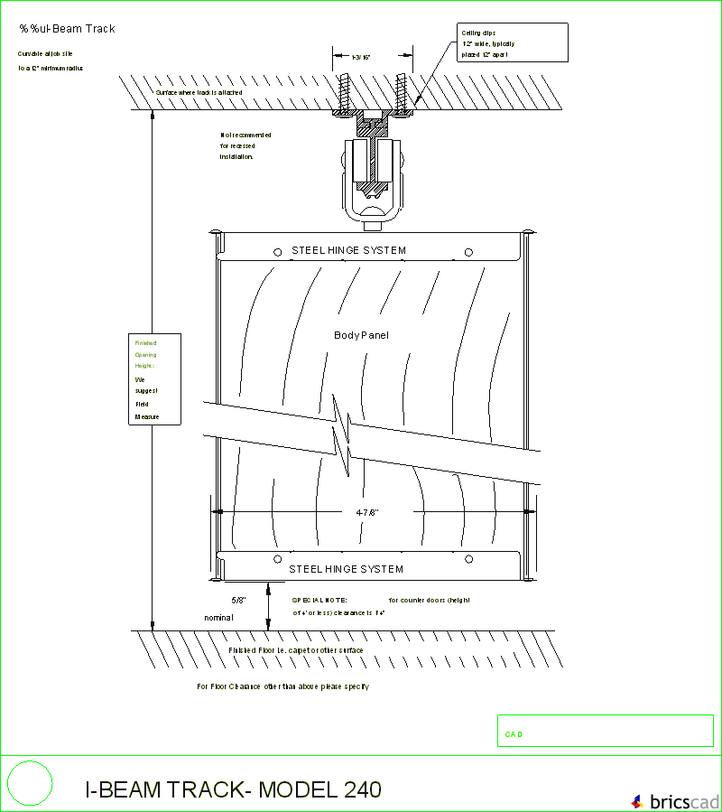 I-Beam Track Model 240. AIA CAD Details--zipped into WinZip format files for faster downloading.