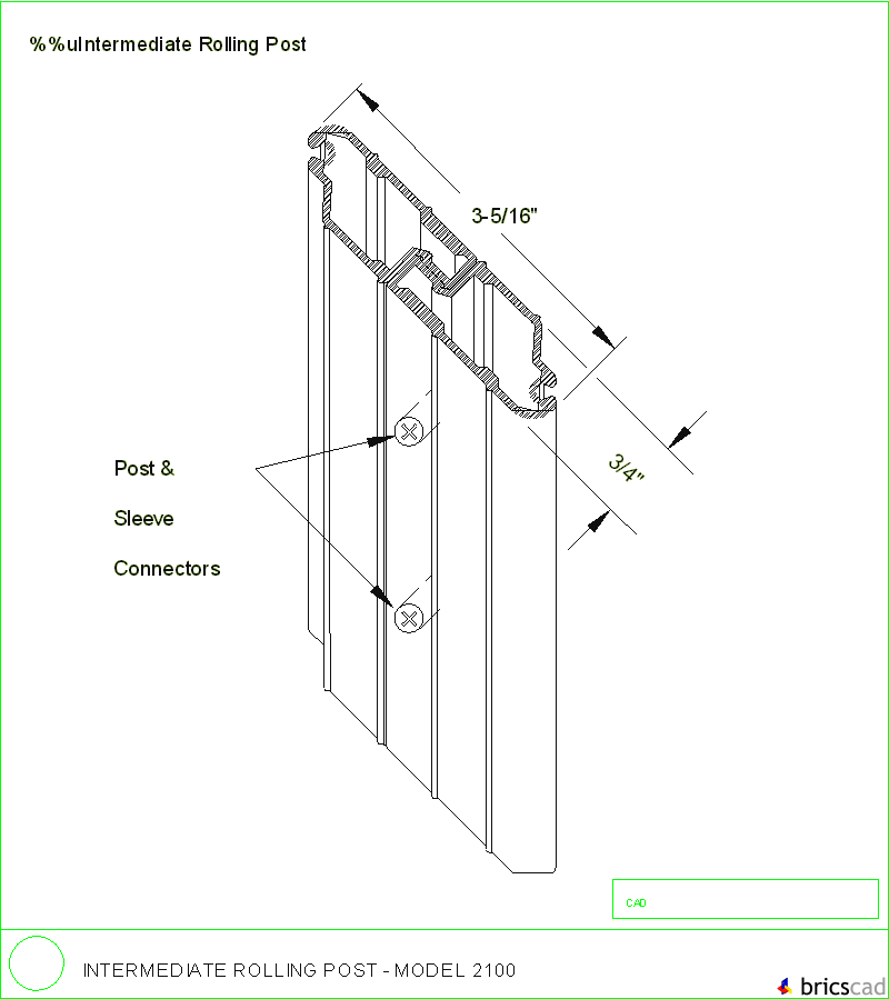 Intermediate Rolling Post Model 2100. AIA CAD Details--zipped into WinZip format files for faster downloading.