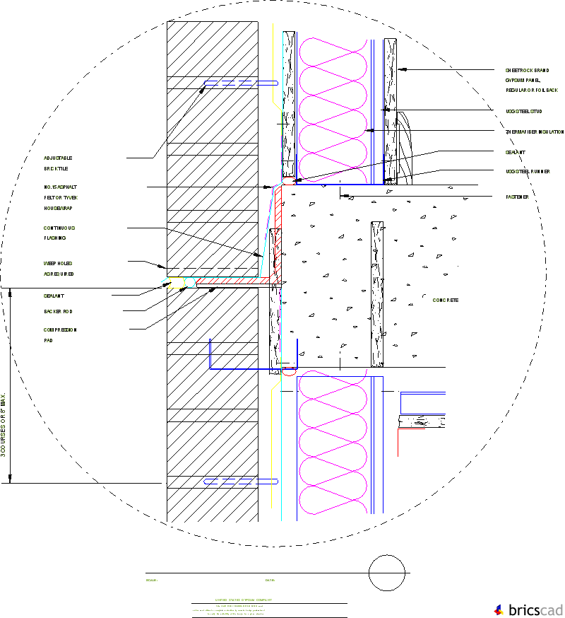 LSF201  - INTERMEDIATE FLOOR (BRICK VENEER). AIA CAD Details--zipped into WinZip format files for faster downloading.