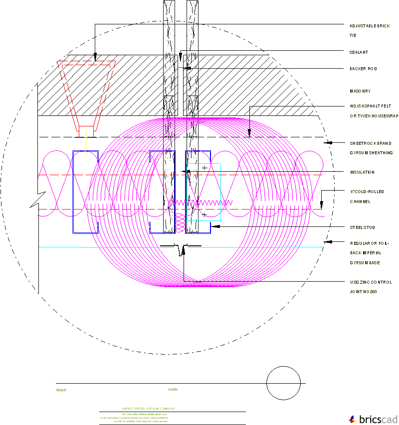 LSF203  - CONTROL JOINT (BRICK VENEER). AIA CAD Details--zipped into WinZip format files for faster downloading.