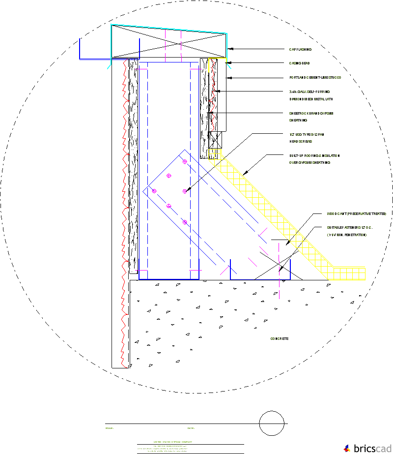 LSF401  - PARAPET (PORTLAND CEMENT-LIME STUCCO). AIA CAD Details--zipped into WinZip format files for faster downloading.