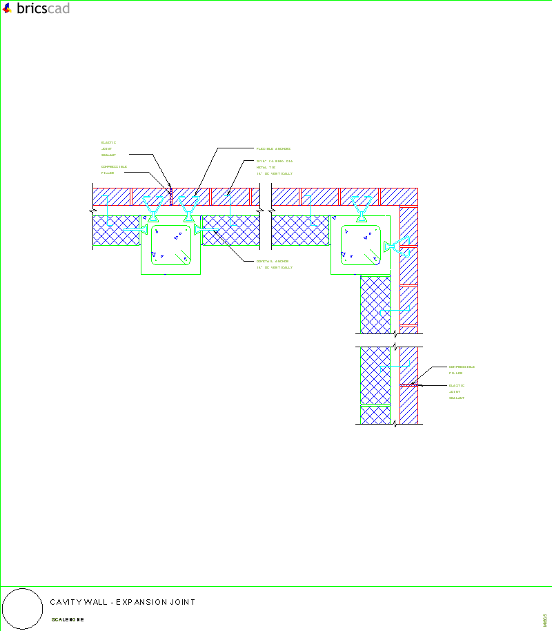 Cavity Wall - Expansion Joint. AIA CAD Details--zipped into WinZip format files for faster downloading.