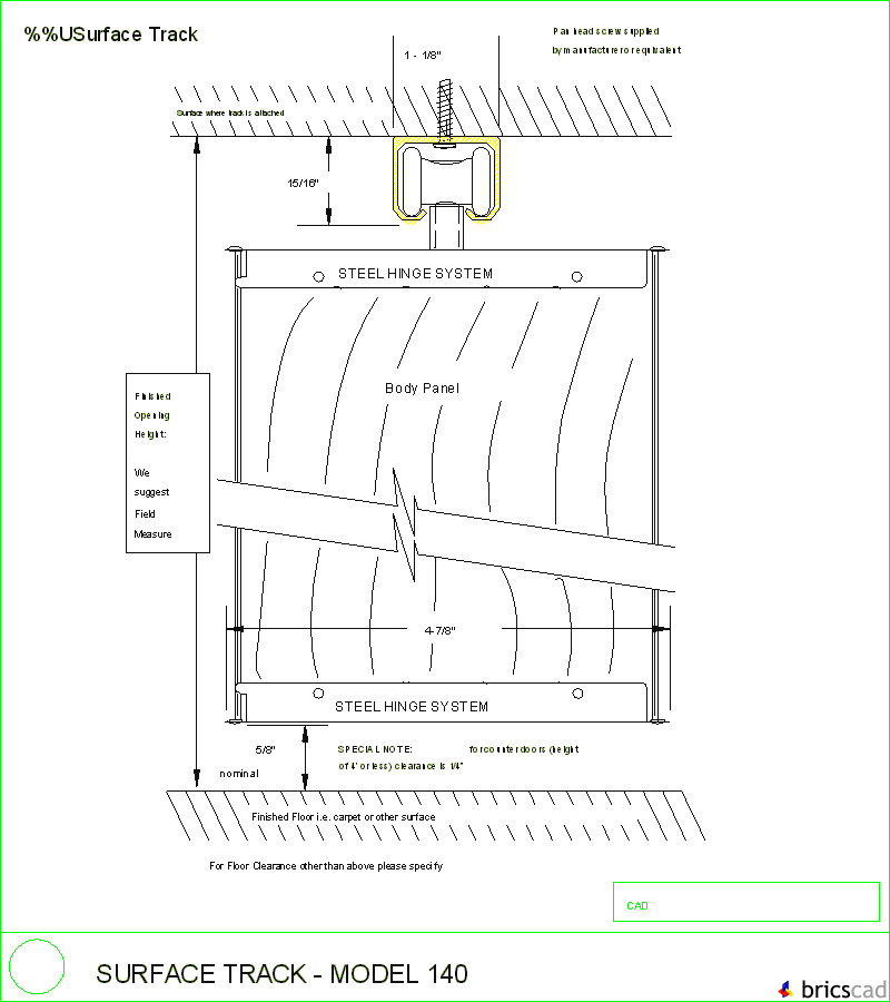 Surface Track Model 140. AIA CAD Details--zipped into WinZip format files for faster downloading.