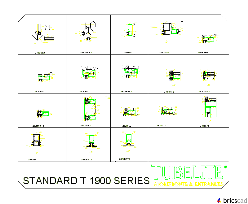 Standard T 1900 Series. AIA CAD Details--zipped into WinZip format files for faster downloading.