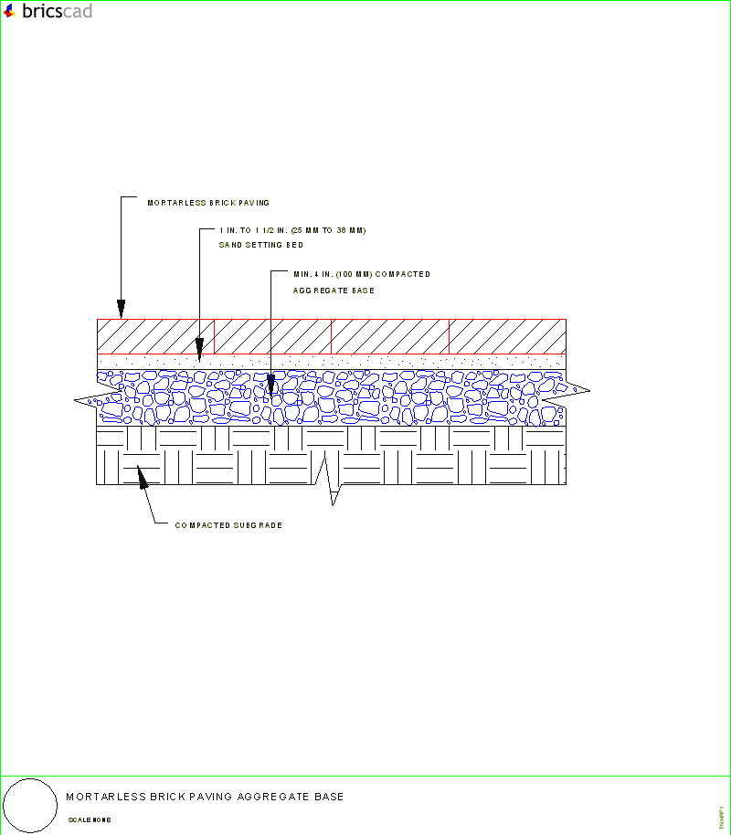 Mortarless Brick Paving Aggregate Base. AIA CAD Details--zipped into WinZip format files for faster downloading.