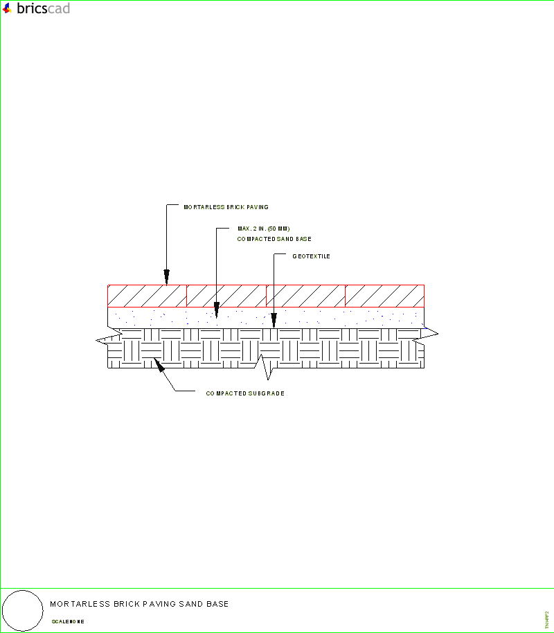 Mortarless Brick Paving Sand Base. AIA CAD Details--zipped into WinZip format files for faster downloading.