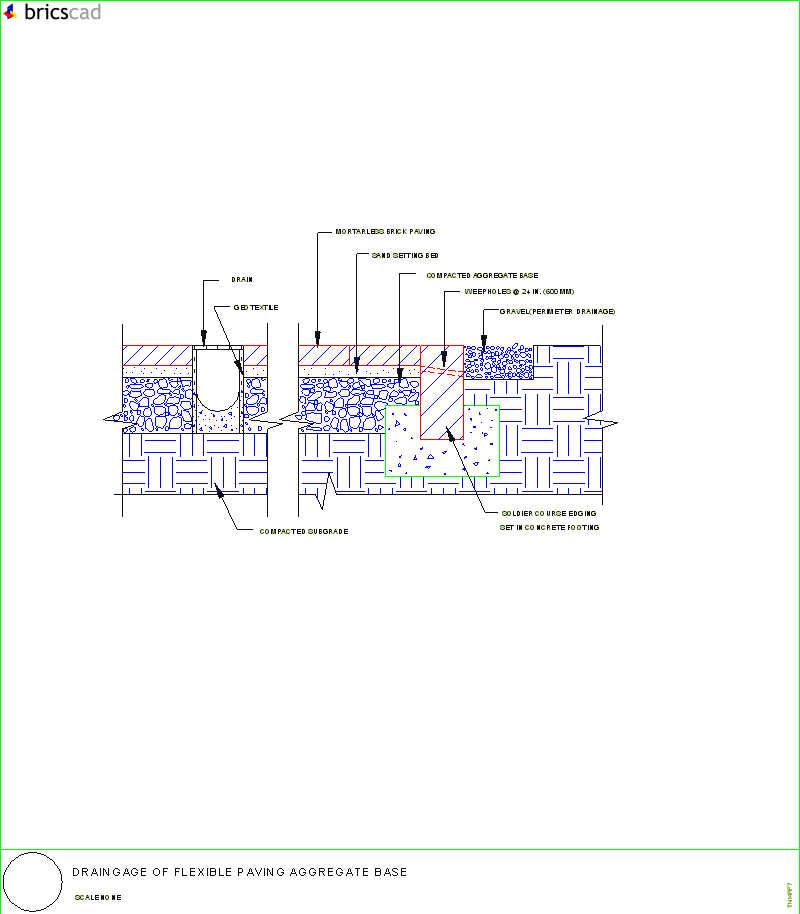 Drainage of Flexible Paving Aggregate Base. AIA CAD Details--zipped into WinZip format files for faster downloading.