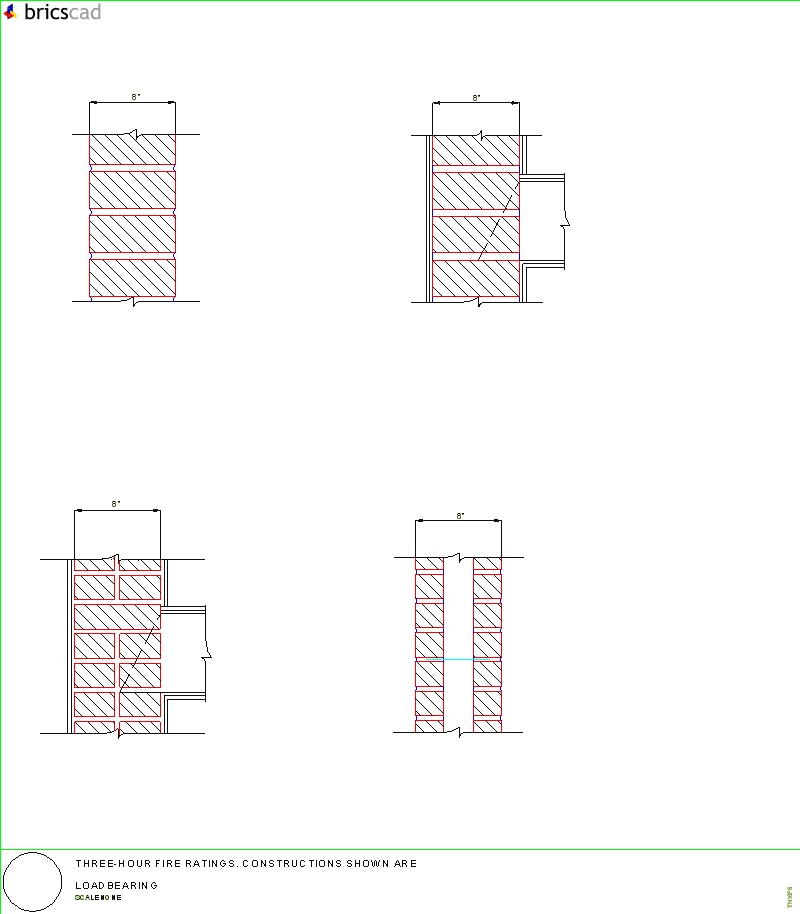 Three-Hour Fire Rating. AIA CAD Details--zipped into WinZip format files for faster downloading.