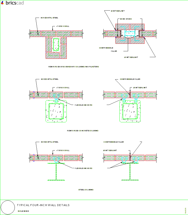 Typical Four Inch Wall Details. AIA CAD Details--zipped into WinZip format files for faster downloading.