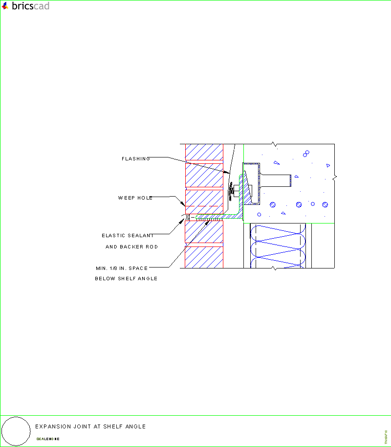 Expansion Joint at Shelf Angle. AIA CAD Details--zipped into WinZip format files for faster downloading.