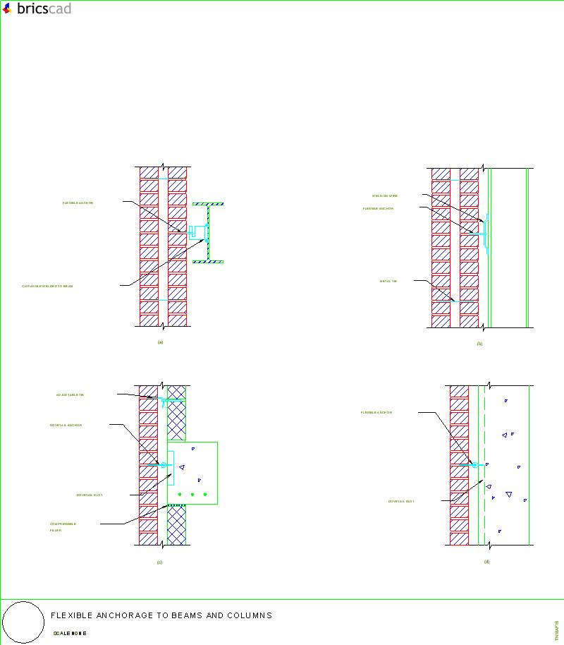 Flexible Anchorage to Beams and Columns. AIA CAD Details--zipped into WinZip format files for faster downloading.