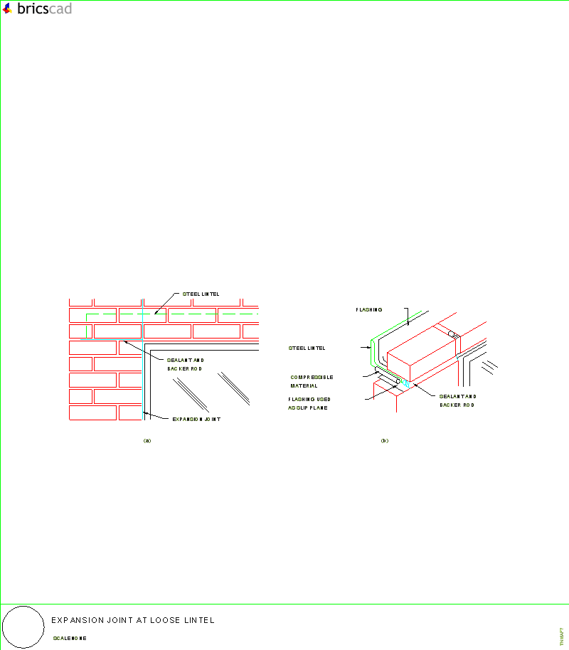 Expansion Joint at Loose Lintel. AIA CAD Details--zipped into WinZip format files for faster downloading.