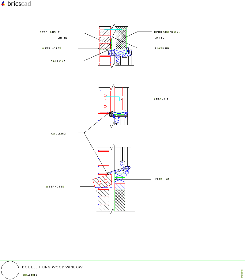 Double Hung Wood Window. AIA CAD Details--zipped into WinZip format files for faster downloading.