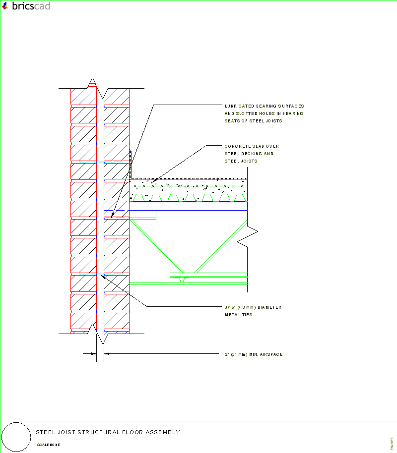 Steel Joist Structural Floor Assembly. AIA CAD Details--zipped into WinZip format files for faster downloading.