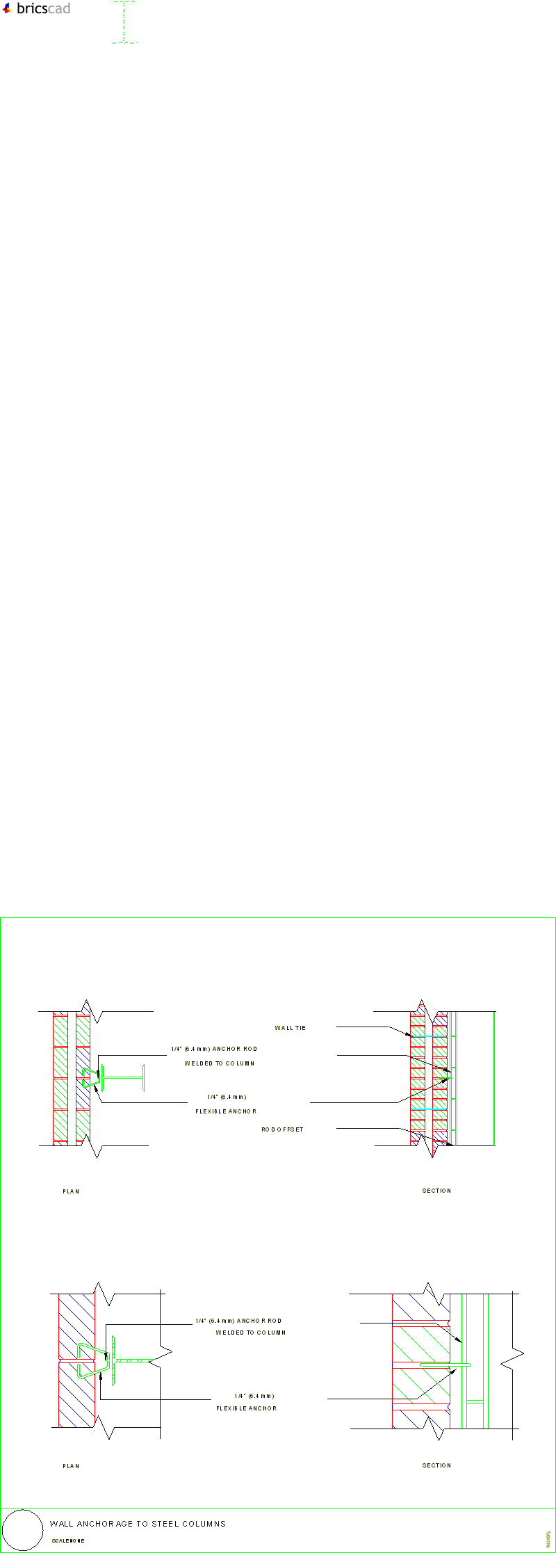 Wall Anchorage to Steel Columns. AIA CAD Details--zipped into WinZip format files for faster downloading.