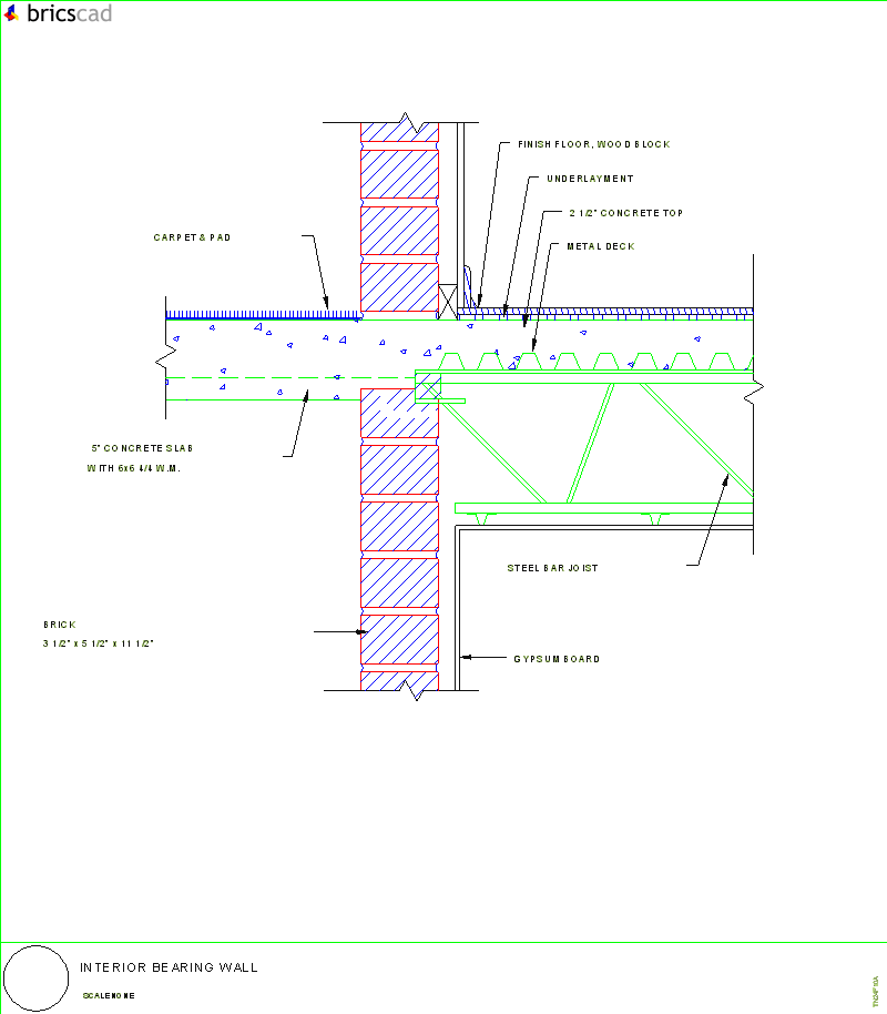 Interior Bearing Wall. AIA CAD Details--zipped into WinZip format files for faster downloading.