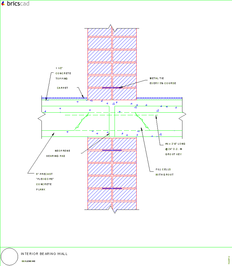 Interior Bearing Wall. AIA CAD Details--zipped into WinZip format files for faster downloading.