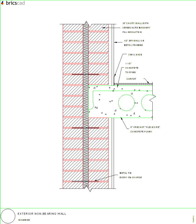 Exterior Non-Bearing Wall. AIA CAD Details--zipped into WinZip format files for faster downloading.