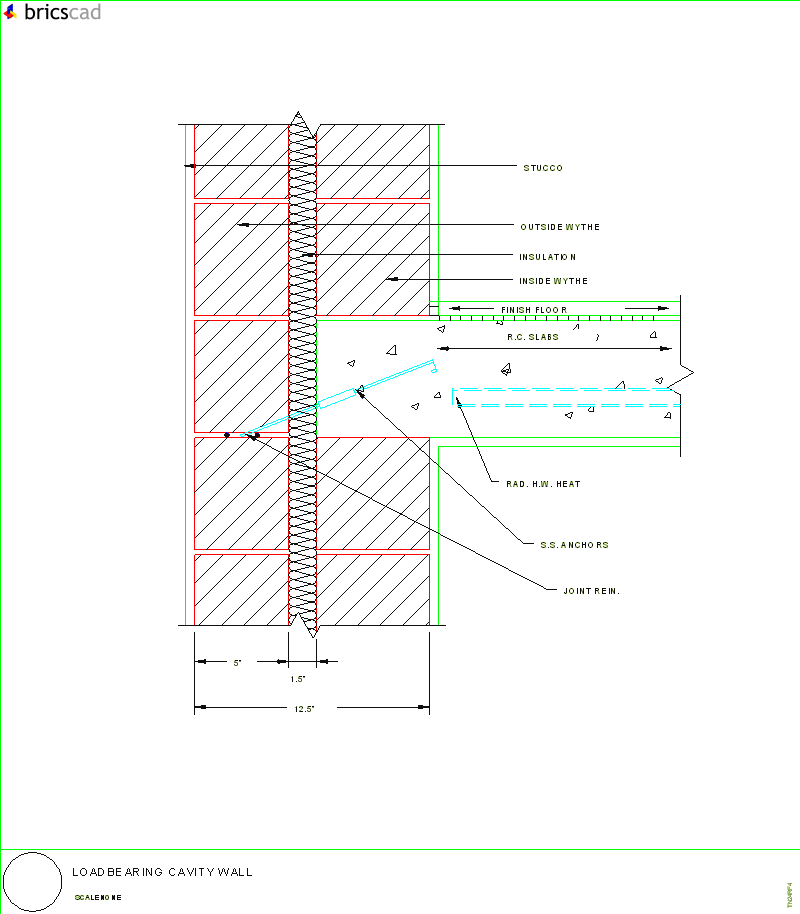 Loadbearing Cavity Wall. AIA CAD Details--zipped into WinZip format files for faster downloading.
