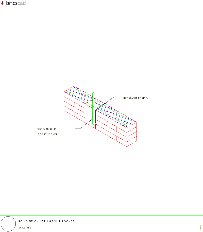 Solid Brick with Grout Pocket. AIA CAD Details--zipped into WinZip format files for faster downloading.