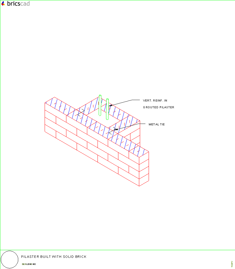 Pilaster Built with Solid Brick. AIA CAD Details--zipped into WinZip format files for faster downloading.