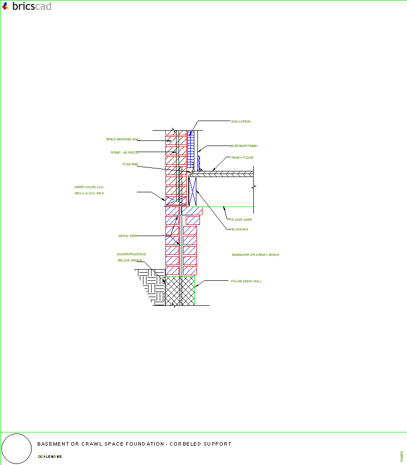 Basement or Crawl Space Foundation Corbeled Support. AIA CAD Details--zipped into WinZip format files for faster downloading.