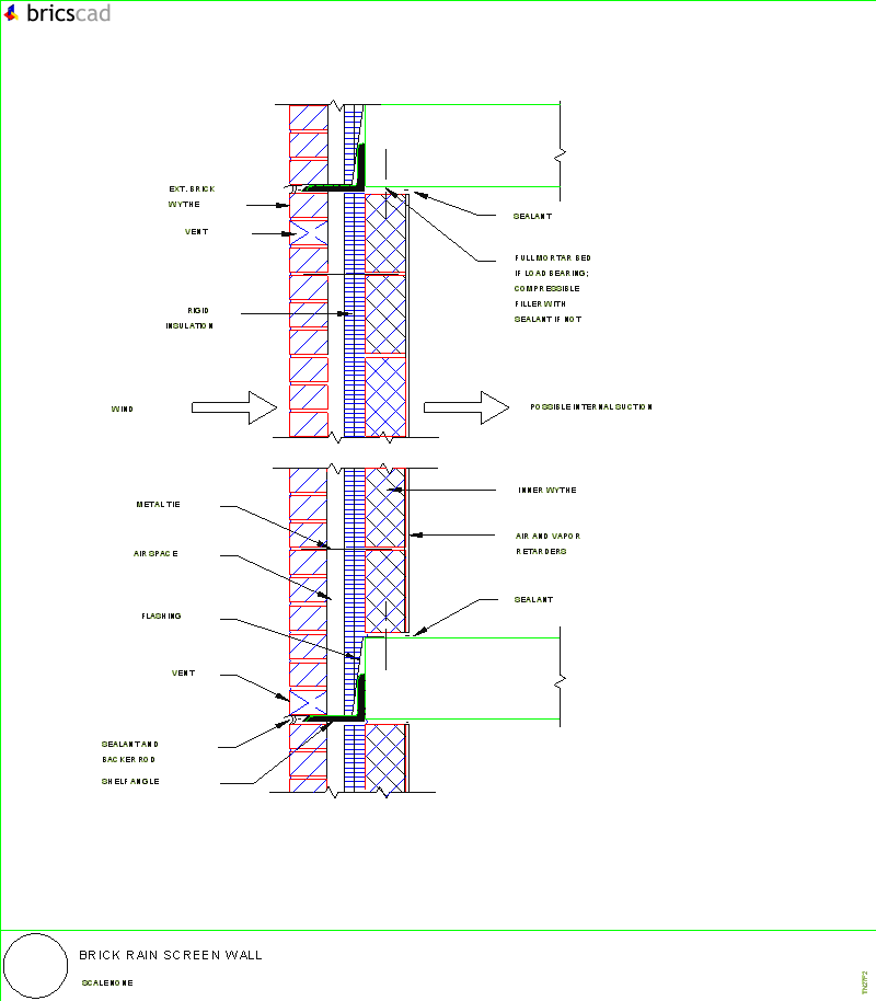 Brick Rain Screen Wall. AIA CAD Details--zipped into WinZip format files for faster downloading.