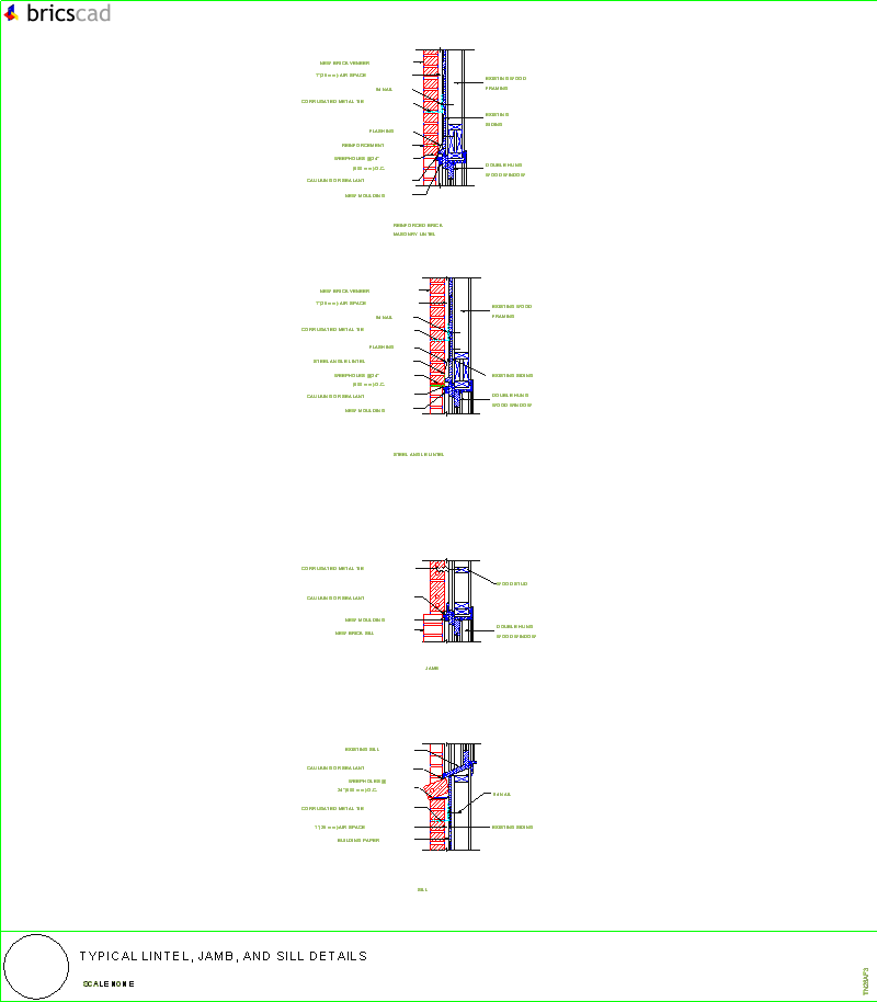 Typical Lintel, Jamb, and Sill Details. AIA CAD Details--zipped into WinZip format files for faster downloading.