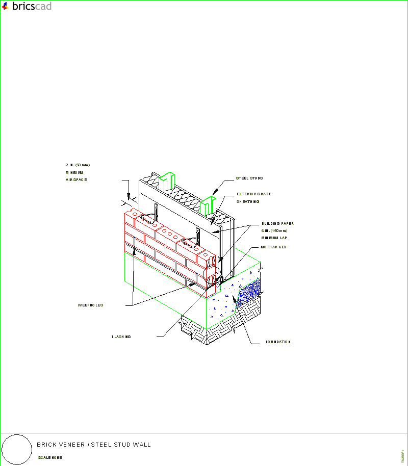 Brick Veneer/Steel Stud Wall. AIA CAD Details--zipped into WinZip format files for faster downloading.