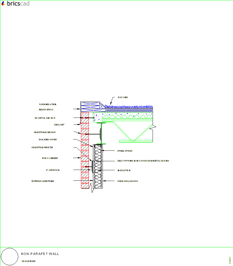 Non-Parapet Wall. AIA CAD Details--zipped into WinZip format files for faster downloading.