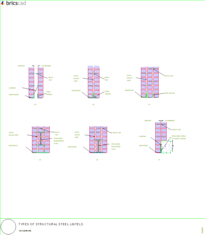 Types of Structural Steel Lintels. AIA CAD Details--zipped into WinZip format files for faster downloading.