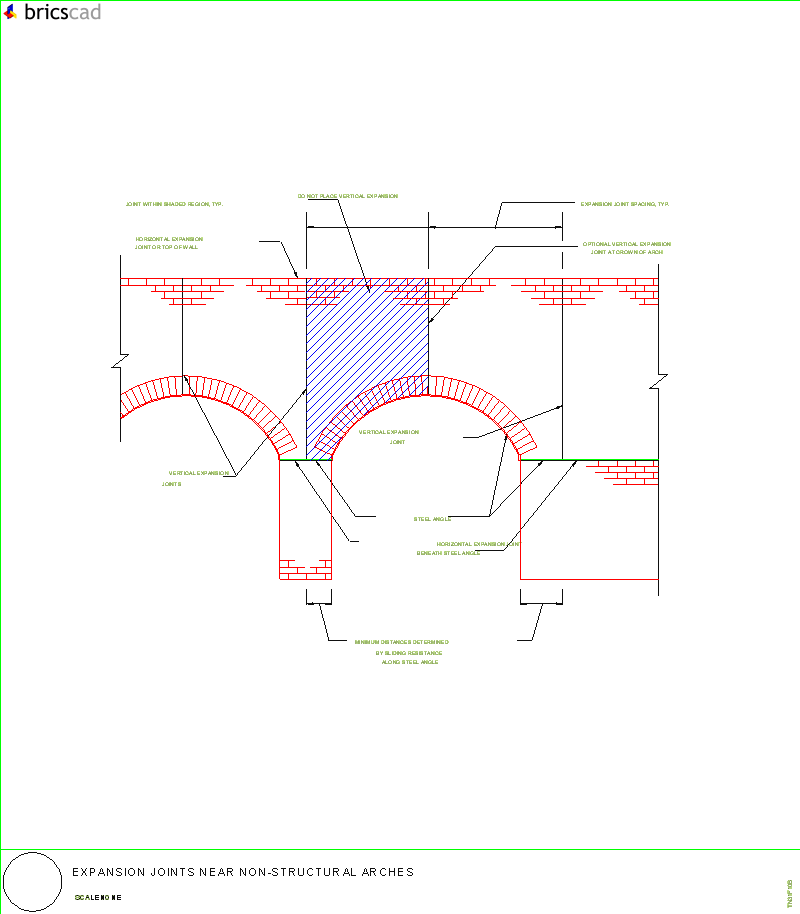 Expansion Joints Near Arches. AIA CAD Details--zipped into WinZip format files for faster downloading.