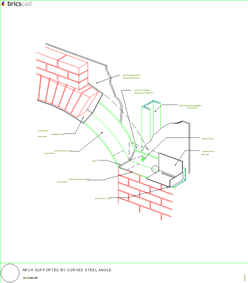 Arch Supported by Curved Steel Angle. AIA CAD Details--zipped into WinZip format files for faster downloading.