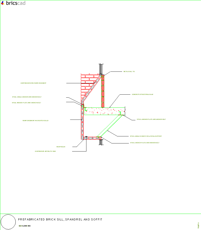 Prefabricated Brick Sill, Spandrel and Soffit. AIA CAD Details--zipped into WinZip format files for faster downloading.