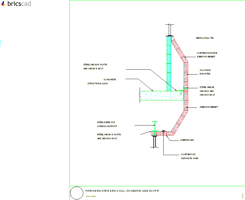 Prefabricated Brick Sill, Spandrel and Soffit. AIA CAD Details--zipped into WinZip format files for faster downloading.