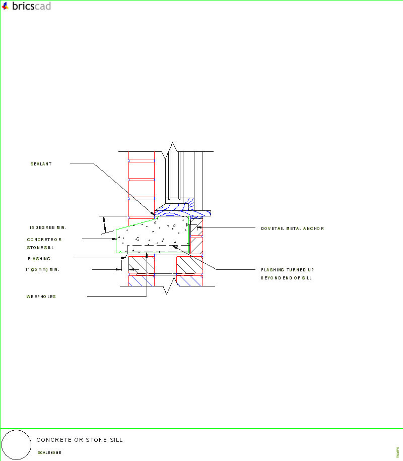 Concrete or Stone Sill. AIA CAD Details--zipped into WinZip format files for faster downloading.