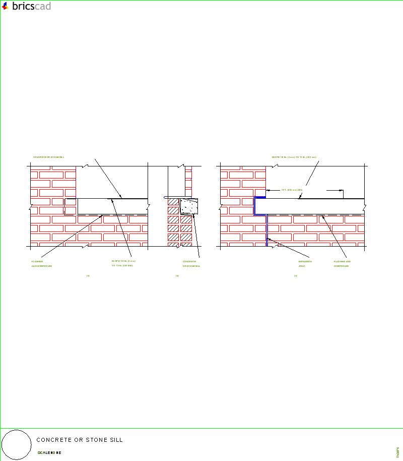 Concrete or Stone Sill. AIA CAD Details--zipped into WinZip format files for faster downloading.