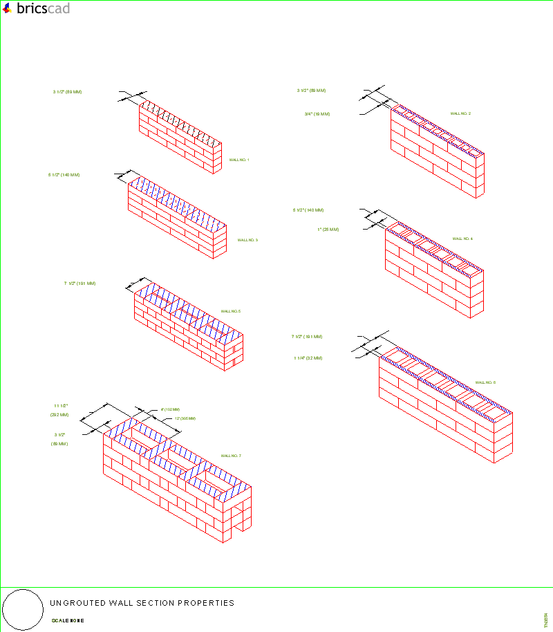 Ungrouted Wall Section Properties. AIA CAD Details--zipped into WinZip format files for faster downloading.