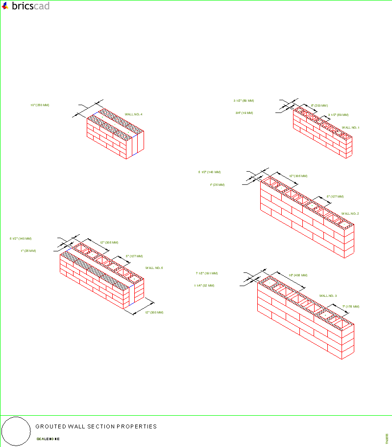 Grouted Wall Section Properties. AIA CAD Details--zipped into WinZip format files for faster downloading.