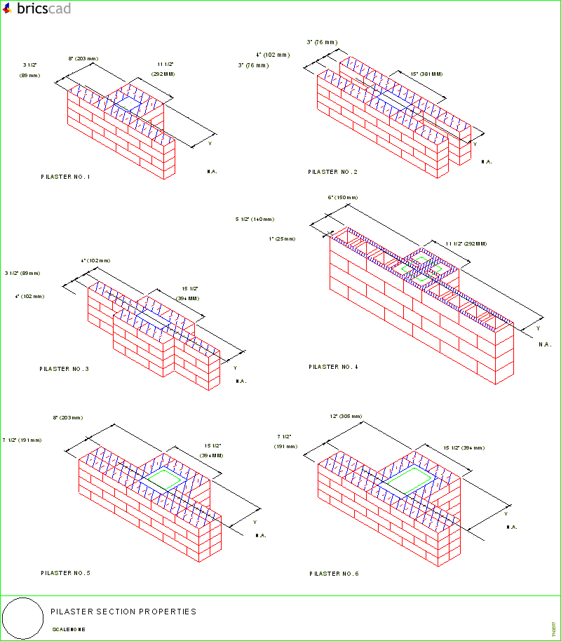 Pilaster Section Properties. AIA CAD Details--zipped into WinZip format files for faster downloading.