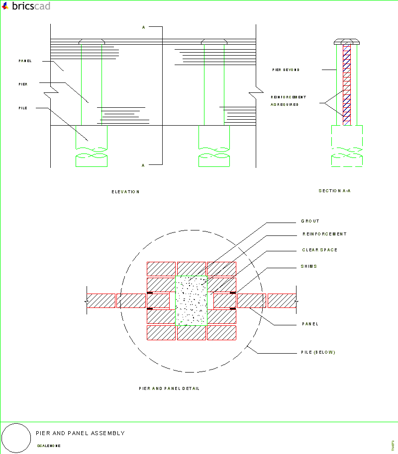 Pier and Panel Assembly. AIA CAD Details--zipped into WinZip format files for faster downloading.