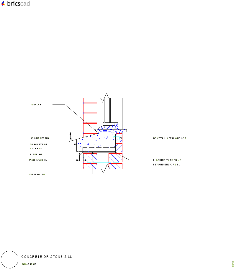 Concrete or Stone Sill. AIA CAD Details--zipped into WinZip format files for faster downloading.