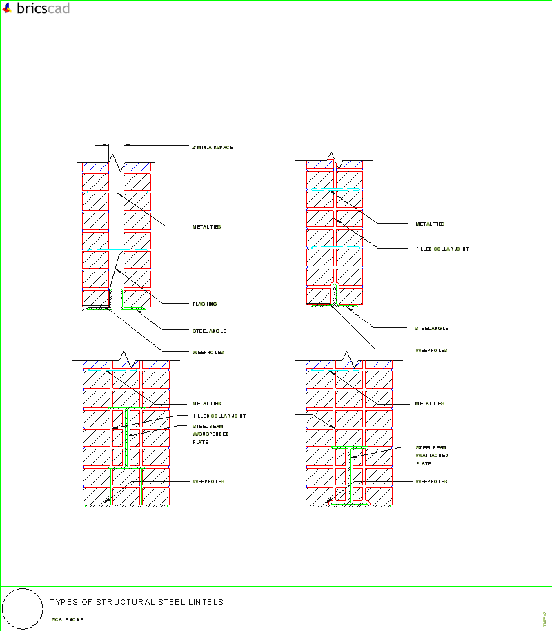 Types of Structural Steel Lintels. AIA CAD Details--zipped into WinZip format files for faster downloading.