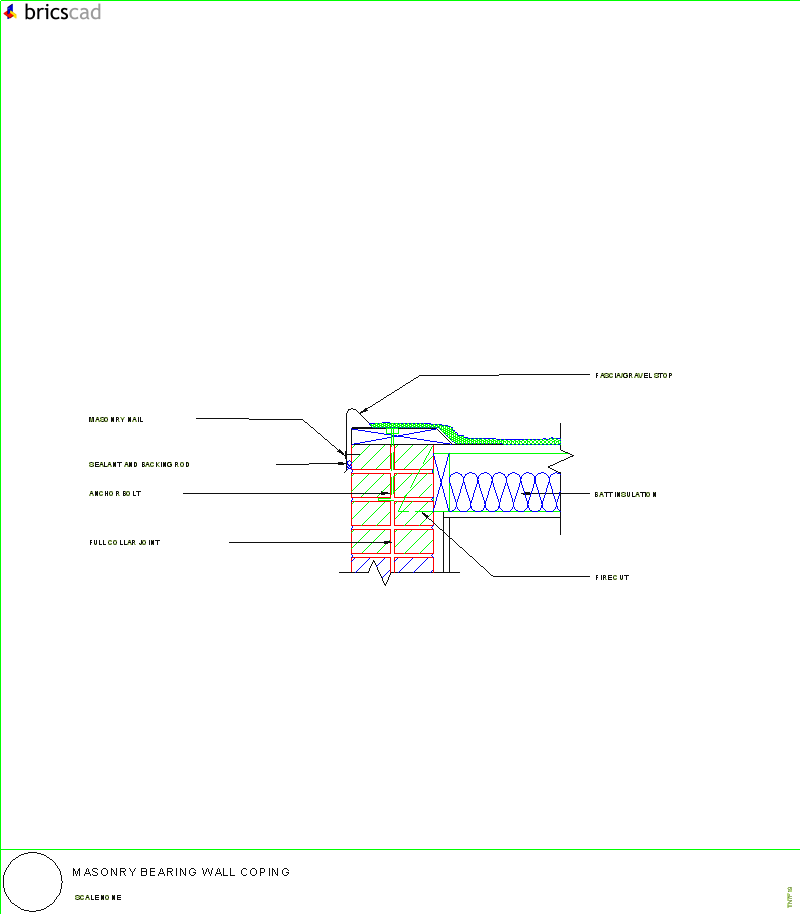 Masonry Bearing Wall Coping. AIA CAD Details--zipped into WinZip format files for faster downloading.