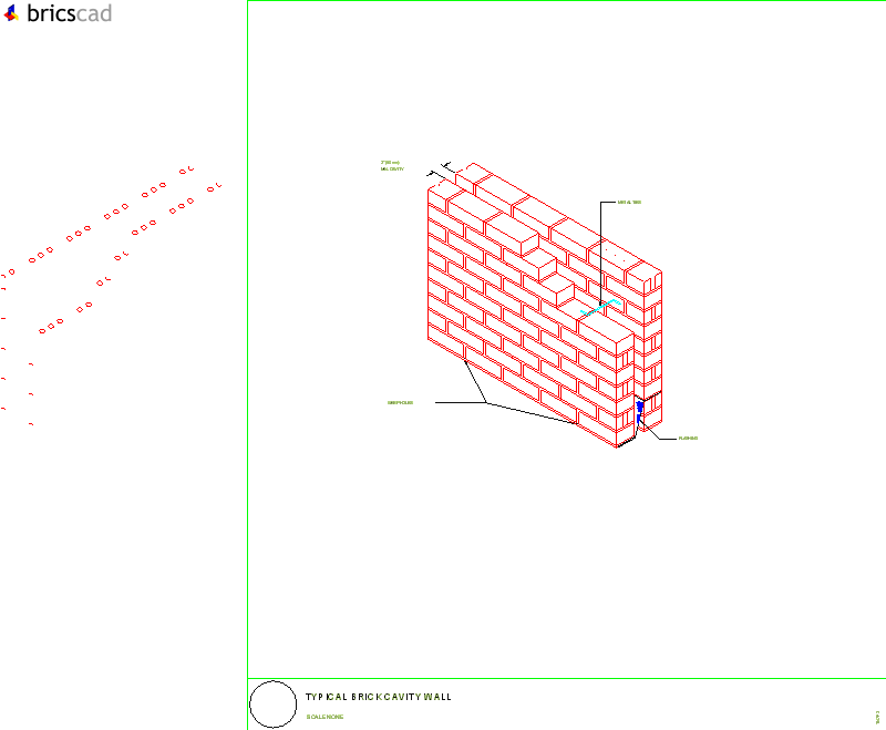Typical Brick Cavity Wall. AIA CAD Details--zipped into WinZip format files for faster downloading.