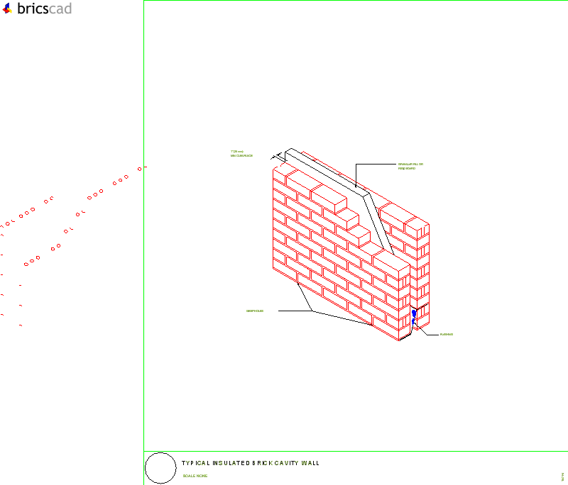 Typical Insulated Brick Cavity Wall. AIA CAD Details--zipped into WinZip format files for faster downloading.